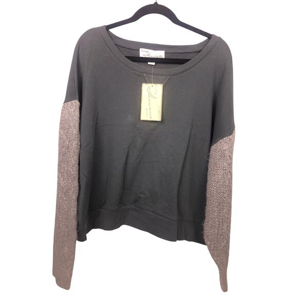 Vintage Havana Drop Shoulder Raglan Chunky Knit Sleeve Cozy Casual Pullover L - Picture 1 of 14